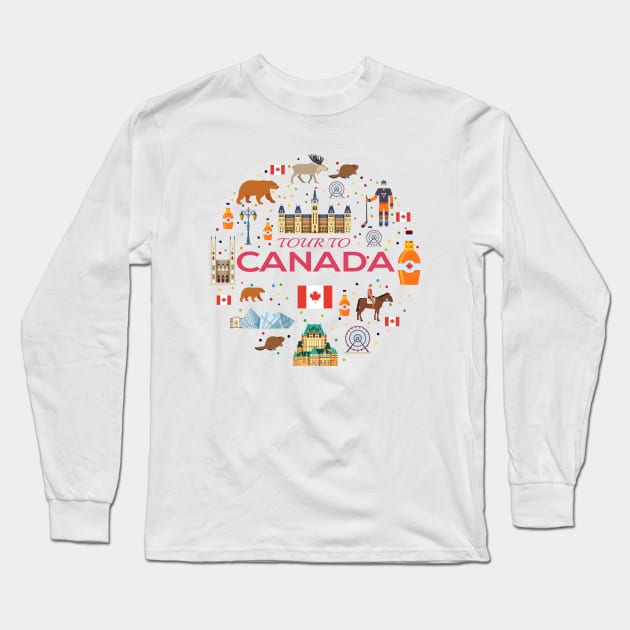 Tour To Canada Concept Long Sleeve T-Shirt by Mako Design 